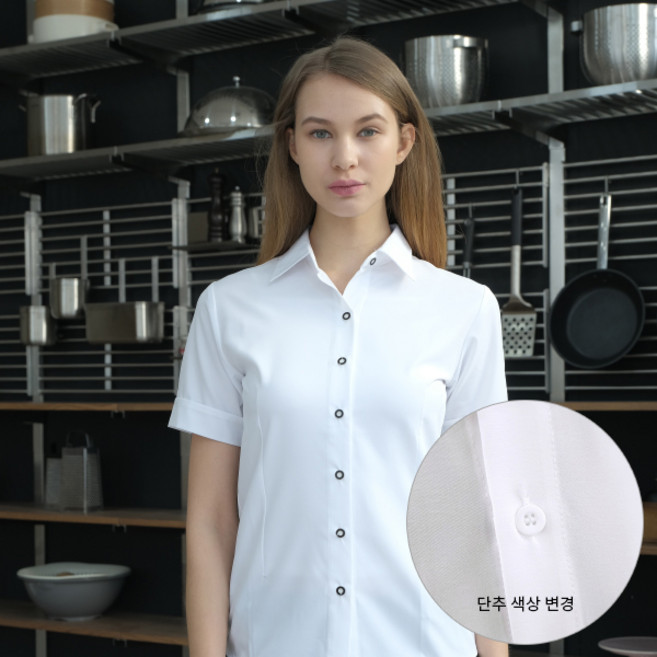 엔젤쿡 서빙용 여자 반팔 화이트 셔츠/서빙복/반팔