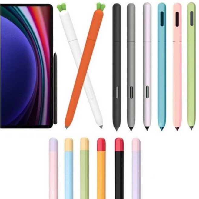갤럭시탭S9 S9+ S9울트라 S9 FE 플러스 S10 플러스 울트라 호환 S펜 실리콘 케이스 커버 펜슬 홀더 펜촉 아이친구, 연필 S펜 케이스, 1개, 연필 옐로우