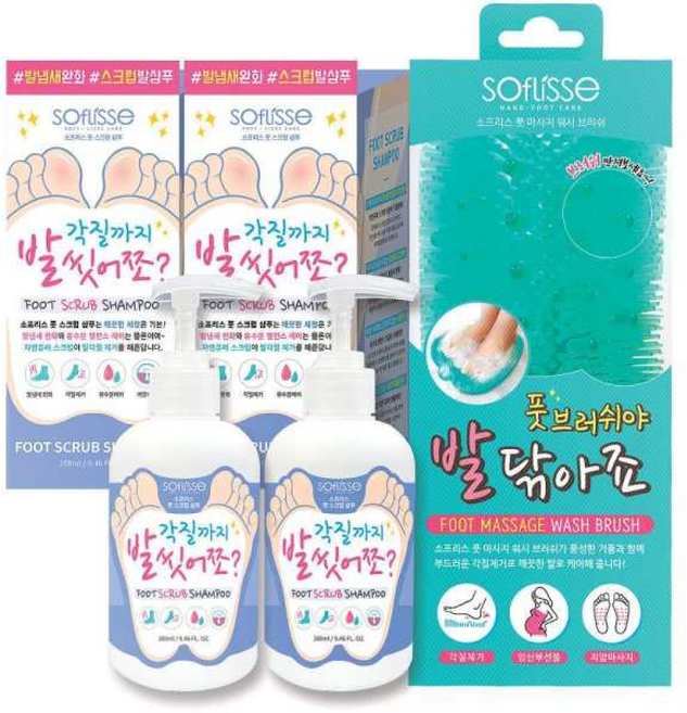 소프리스 풋 스크럽 샴푸 2 + 브러쉬 세트, 280ml, 1개, 1개입