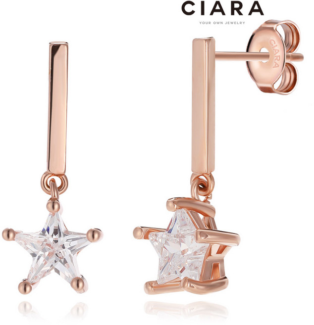 CIARA 14K Vanzago 스틱 샤이닝스타 드랍 귀걸이(SilverPin)