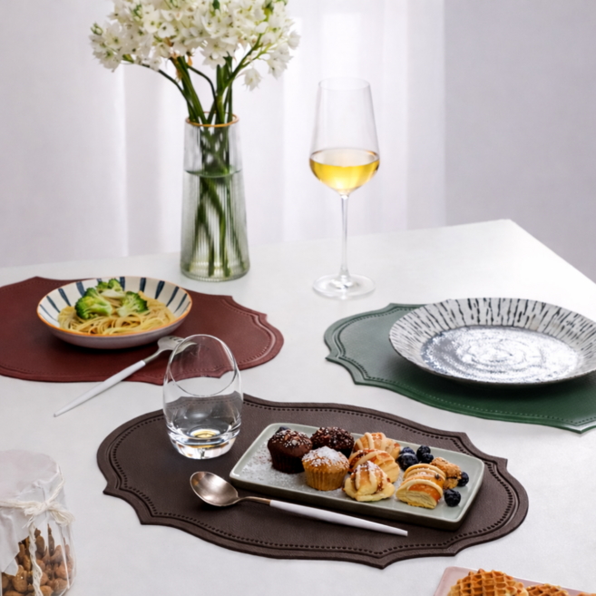 소소센스 북유럽 고급 식탁매트 실리콘 테이블매트 방수 식탁패드2개, 클래식 커피색, 1세트, 43cm*29.5cm