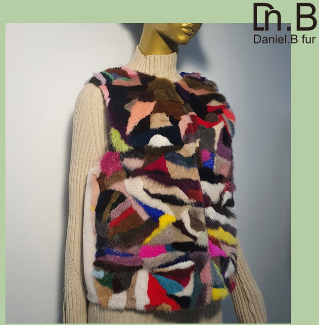 디앤비퍼 백화점 밍크 모피 여성 겨울 퍼 조끼 베스트 3컬러