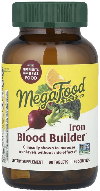 단백질 비타민 철분 마그내슘 칼슘 MegaFood Iron Blood Builder™ 90정 고루고루섭취해주세요, MegaFoodIronBloodBuilder90정, 1개 - 쿠팡