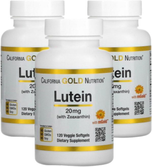 2+1 캘리포니아골드뉴트리션 CGN 루테인 지아잔틴 20mg 120베지캡슐 천수국 금잔화 메리골드 마리골드 카로티노이드 제아잔틴 홍화유, 3개, 120정