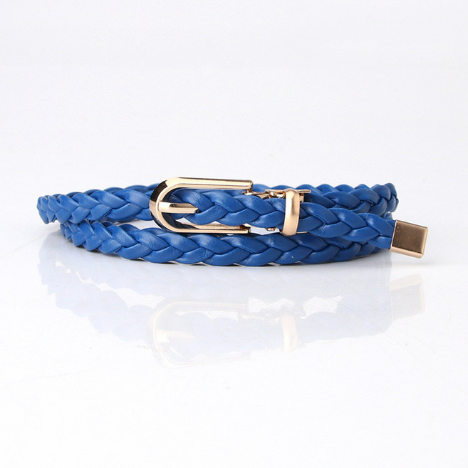 酷配韓版女士編織細腰帶 時尚洋裝西裝皮帶針釦