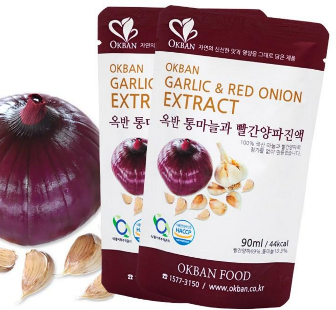 옥반식품 통마늘과빨간양파진액 마늘과 빨간양파가 만나 좋은, 90ml, 50개