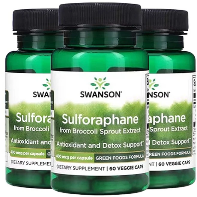 스완슨 브로콜리 새싹 추출물 유래 설포라판 400mcg 60 베지캡슐, 60정, 3개 - 쿠팡