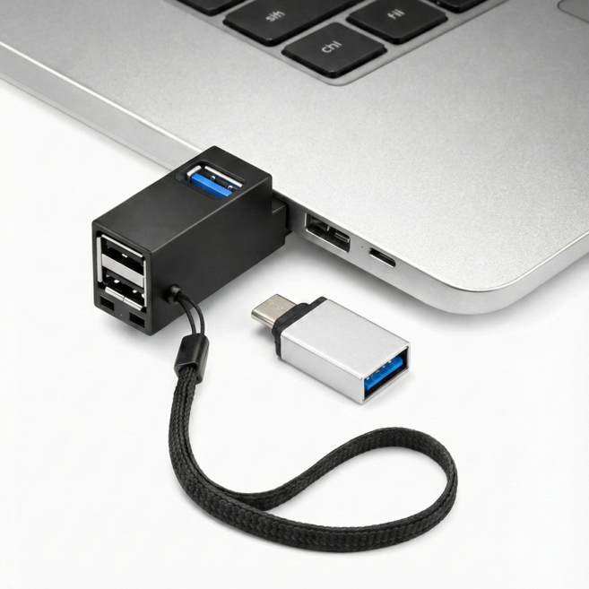 디와이툴즈 USB 3.0 초소형 멀티 허브 3포트 직결형 고속 확장기 노트북 PC용, 1개, 블랙