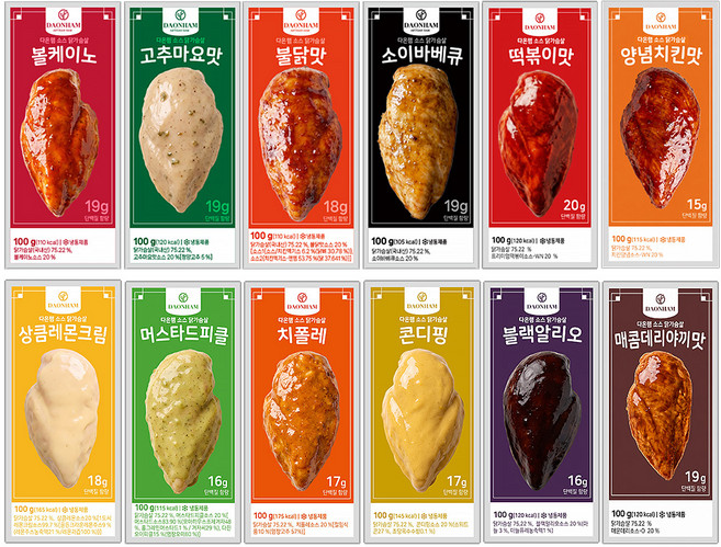 다온햄 소스 닭가슴살 12종 혼합 맛보기, 36개, 100g
