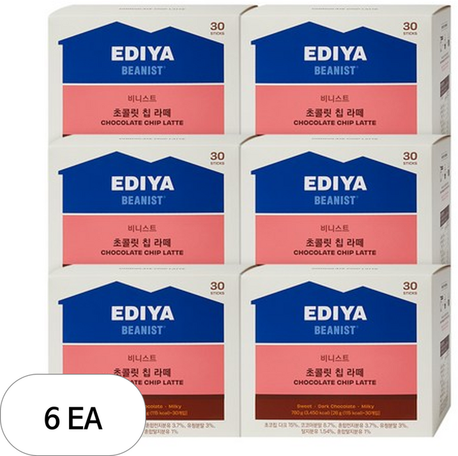 이디야 비니스트 초콜릿 칩 라떼, 26g, 30개입, 6개