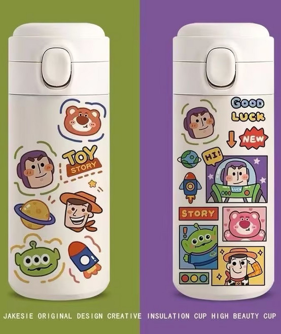 밀크카 토이스토리 써모스 보온 텀블러 귀여운 캐릭터 디자인 유리컵420ml, 1개, 420ml, 자주색