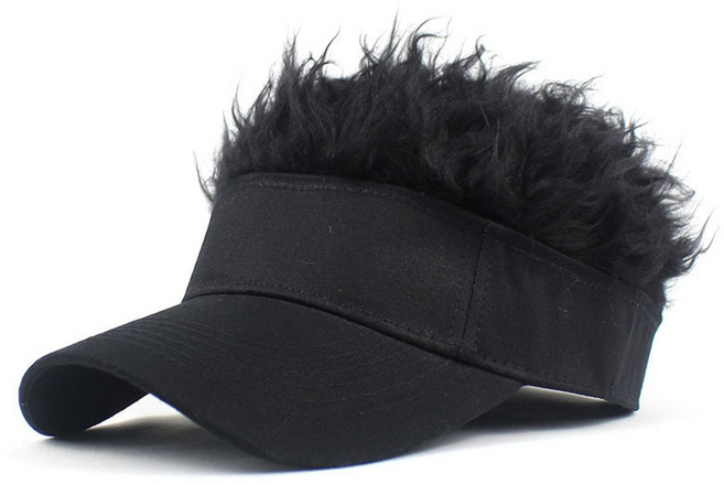 머리카락달린모자 가발 머리카락 모자 스포츠 낚시, 블랙, 1개