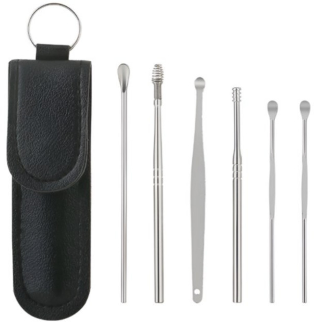 한솔템 귀이개 세트 6p 블랙, 1개