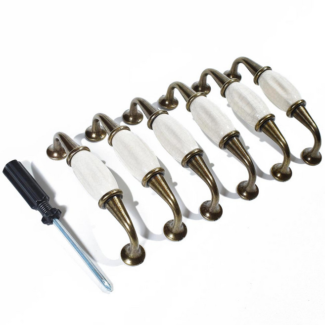 골동품 도자기 가구 손잡이(구멍 거리 96mm) 옷장 손잡이 거실 캐비닛 손잡이 6p, 6개