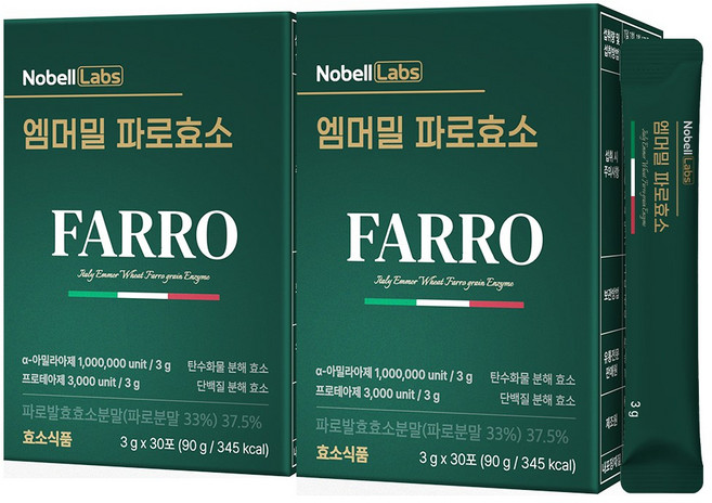 노벨랩스 100만 역가수치 엠머밀 곡물 파로효소, 2개, 90g