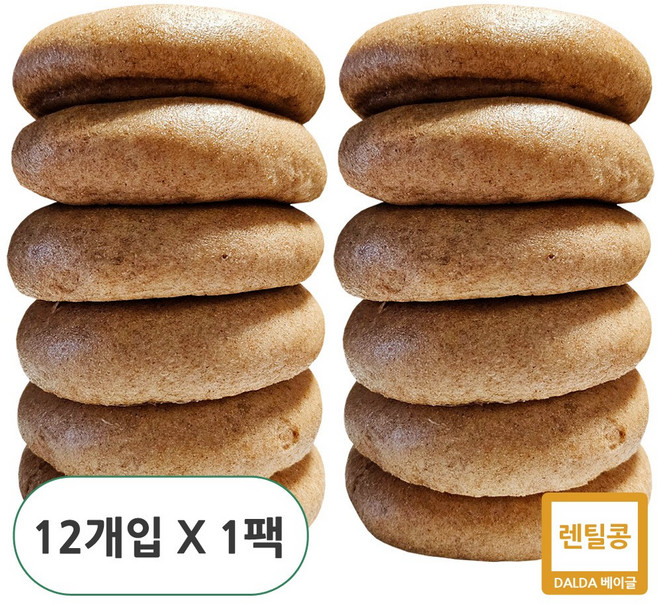 렌틸콩 15% 함량 무설탕 통밀 건강 베이글, 120g, 12개