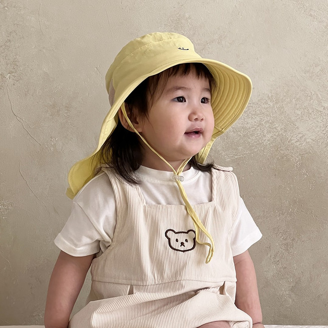 ECLL 아기 스마일 물놀이 모자 자외선 차단 유아 플랩캡