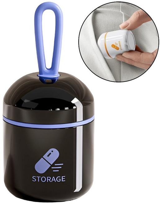 아유넬 휴대용 미니 약통 케이스, 1개, 블랙