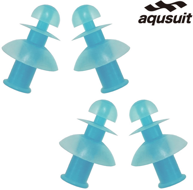 국내생산 아퀴스트 수영 실리콘 귀마개 소음방지 이어플러그 3단 4P 세트, 1개, 스카이