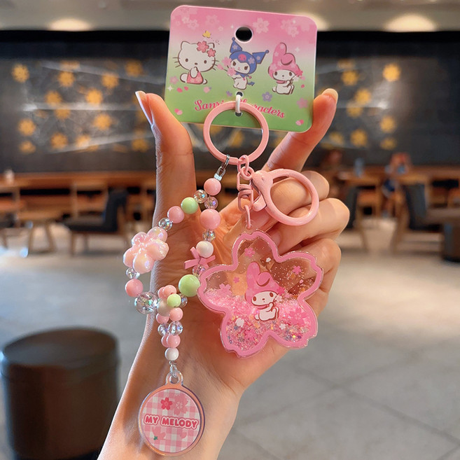 산리오가족 벗꽃 퀵샌드 키링 가방고리 열쇠고리 굿즈 Tt