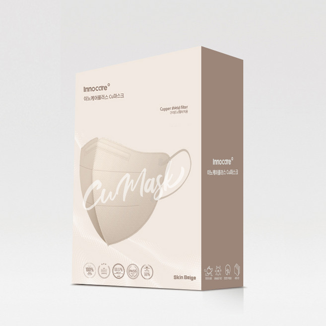 이노케어플러스 새부리형 마스크, 20매입, 1개, 스킨 베이지 중형(M)