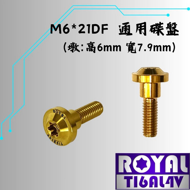 ROYAL 鈦合金 M6*21DF 通用碟盤螺絲, 1個