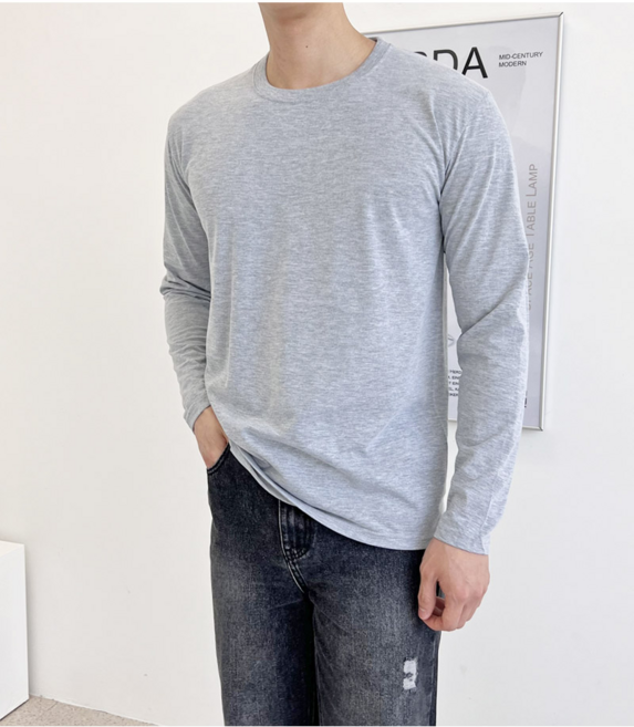 남성 긴팔 티티셔츠 순면 100% 무지 긴팔티 면티셔츠