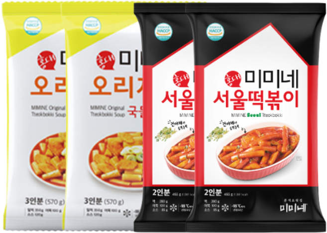 [미미네] 오리지널 국물떡볶이 570g + 서울 떡볶이 465g (총10인분), 4개, 517.5g