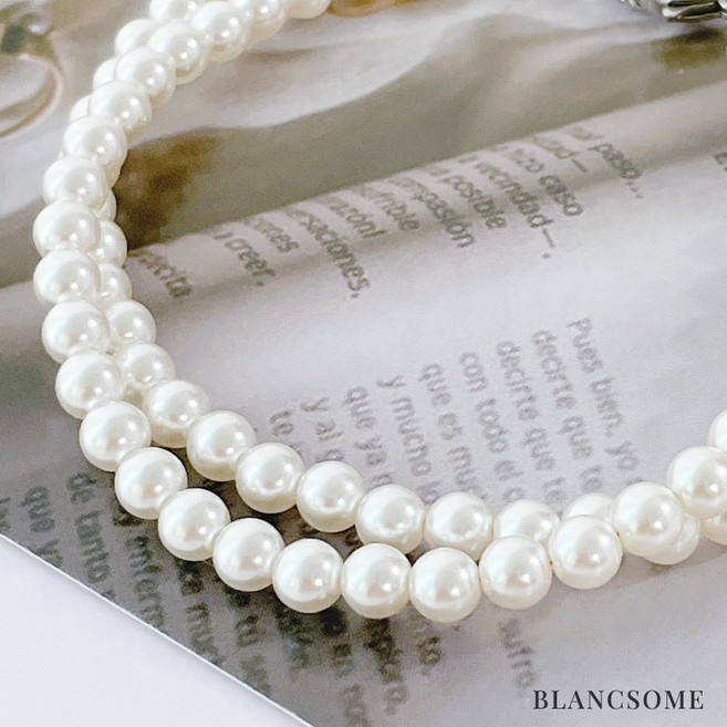 블랑썸 구체형 핵진주 목걸이 천연 진주목걸이 3mm/4mm/5mm/6mm