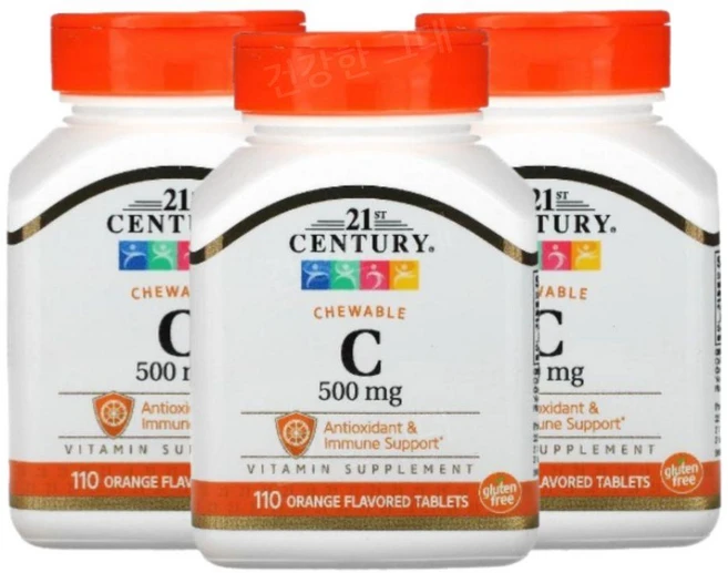 21st Century 21세기 센트리 비타민 C 500mg 오렌지 맛 츄어블, 110정, 3개 - 쿠팡