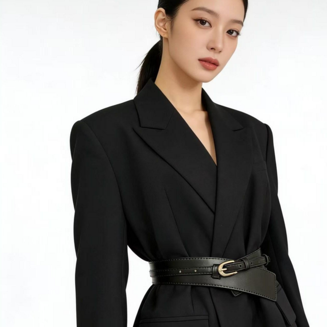 여성 밴딩 코르셋 정장 벨트 가죽 와이드