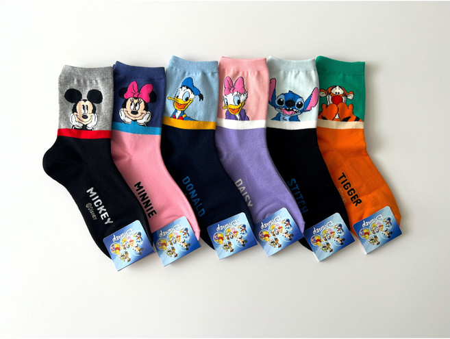 여성 디즈니 중목 양말 6종 세트