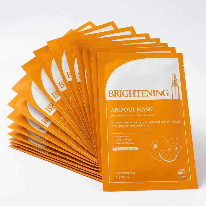 숲작 브라이트닝 앰플 마스크팩 화이트닝 얼굴팩 미백 기미 주름개선 25g, 1개, 10개입