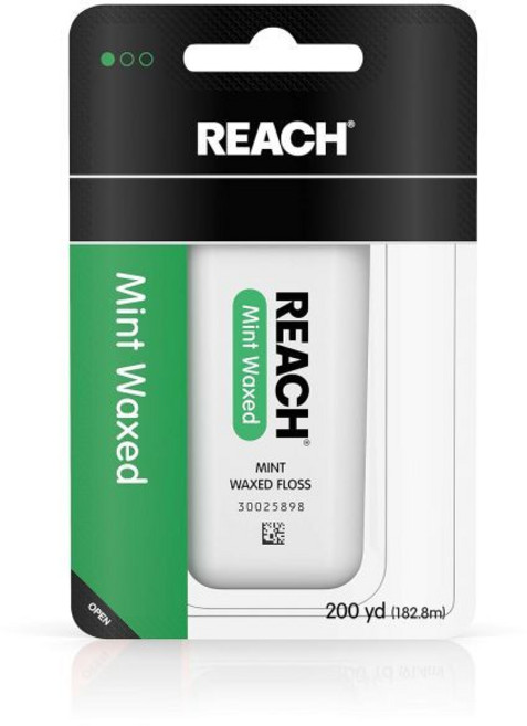 플라크 및 음식 제거 상쾌한 민트 향 200야드의 왁스 치실에 도달하세요, Mint