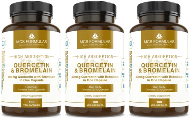 MCS Formulas 케르세틴(퀘르세틴)&브로멜라인 100캡슐 3병, 3개, 100정 - 쿠팡