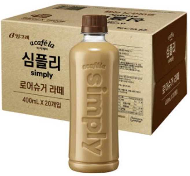 빙그레 아카페라 심플리 로어슈거 라떼, 20개, 8L
