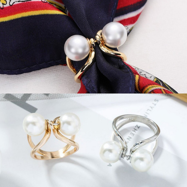 1+1 트윈 진주 스카프 링 고리 클립 버클 미니 쁘띠 연출 홀더