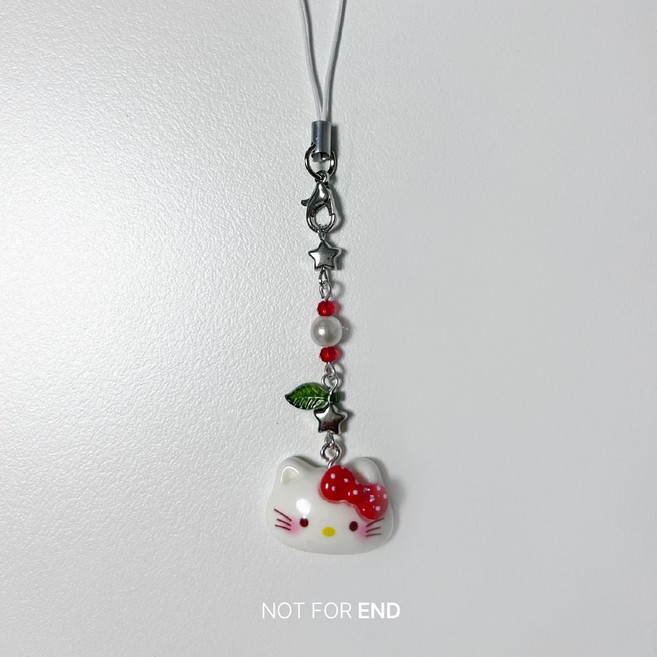 귀여운 핸드메이드 고양이 키링 2종 핸드폰고리 가방키링, 1개, 핸드메이드 레드냥