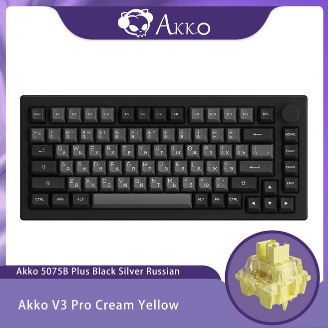 아코 5075B 플러스 기계식 키보드 75 ANSI ASA 프로파일 키캡 RGB 4G 블루투스 무선 유선 게이밍 가스켓, Bla Silver, 1)Black Silver