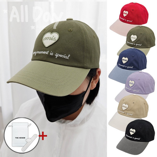 [국내매장판] 이미스 EMIS 남녀공용 하트로고 투톤 볼캡 데일리 야구모자 커플 캡모자 사은품2종