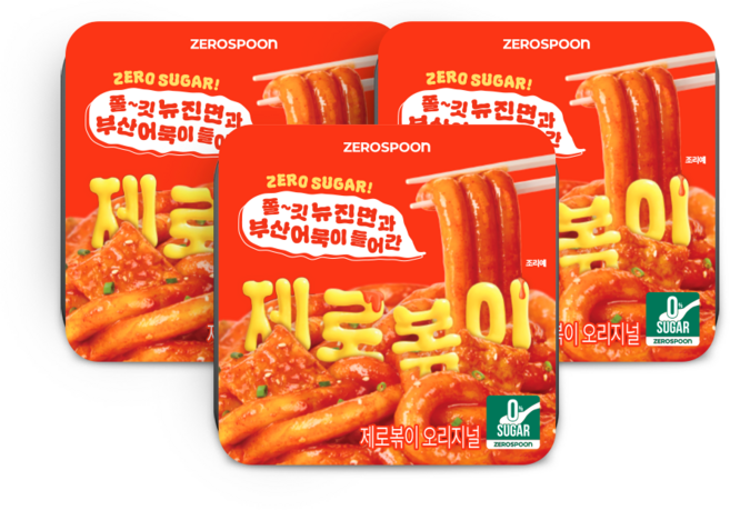 제로볶이 오리지널 무설탕 뉴진면 떡볶이, 3개, 240g