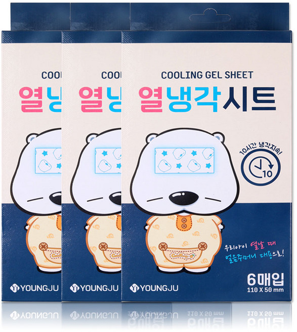 해호 곰탱이 열 냉각시트 어린이용, 6개입, 3개