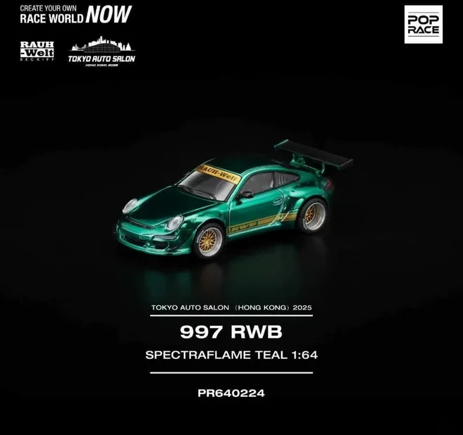 POP RACE 1:64 도쿄 오토 살롱 홍콩 2025 탑 시크릿 GT300 수프라 포르쉐 997 RWB 다이캐스트 자동차 모델, 01 PR640224