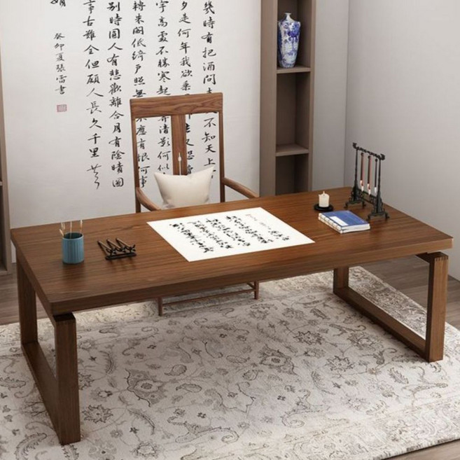 놀마을 서예 테이블 다도 도예 단단한 고급 티 원목 서재 책상 1.2m, D. 1.4m