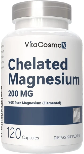 VitaCosmoX Chealted Magnesium 비타코스모엑스 킬레이트 마그네슘 200mg 120 야채캡슐 120캡슐, 1개, 120정 - 쿠팡