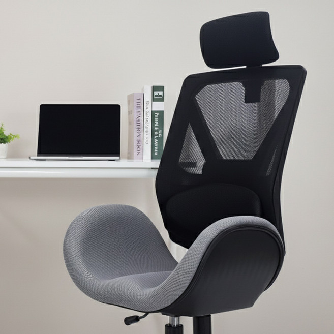 자세교정 의자 공부 컴퓨터 서울대 사무실 학생의자 허리편한 사무용 학생용, 블랙+라이트그레이