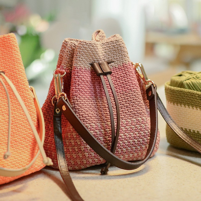 털실나라 DIY 미니복조리 만들기 세트 뜨개가방 패키지 뜨개질 코바늘가방, 47말린장미1볼+48인디핑크1볼+49핑크베이지1볼, 카멜, 1세트