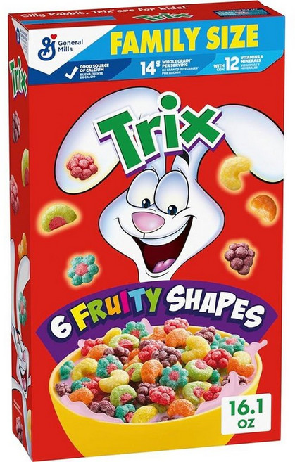 Trix Fruity Breakfast 시리얼 6가지 과일 모양 통곡물 패밀리 사이즈 456.4g16온스 240512, 663.4g, 1개