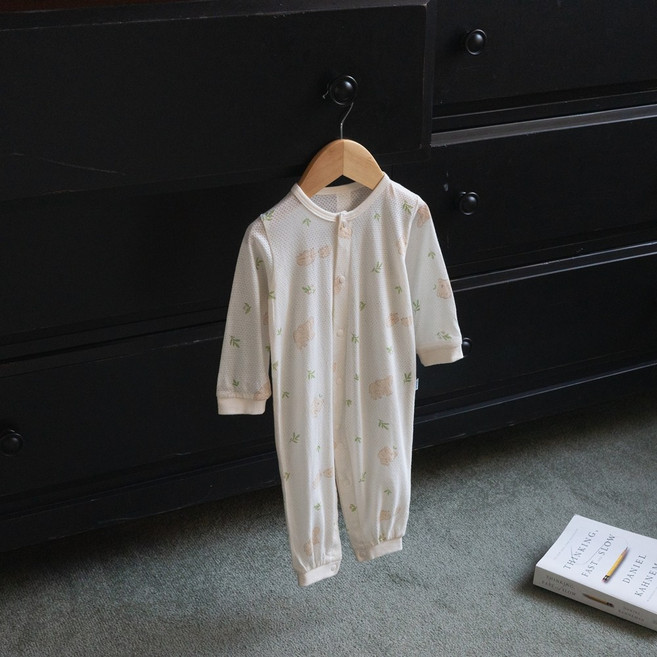 라썸베베 긴팔 뱀부 메쉬 우주복 아기 신생아 긴팔 매쉬 바디 수트 바디 슈트