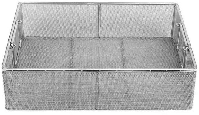 대형 스텐 다용도 원형 바구니 물빠짐 타공 튀김망, 1개, 350x250x100mm